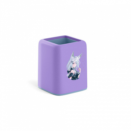 Фото Стакан для канц принадлежностей ErichKrause Forte Manga квадратный пластик фиолетовый/голубой 61631 от производителя, с доставкой по Хабаровску