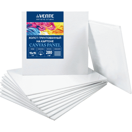 Фото Холст на картоне deVENTE ARTISTIC STUDIO 15х15см мелкое зерно 8150300 от производителя, с доставкой по Хабаровску