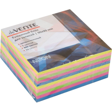 Фото Блок для записи 9х9см 400л 5цв неон deVENTE 2012703 от производителя, с доставкой по Хабаровску