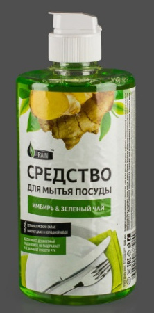 Средство д-мытья посуды RAIN 0.5л имбирь-зел.чай 21005