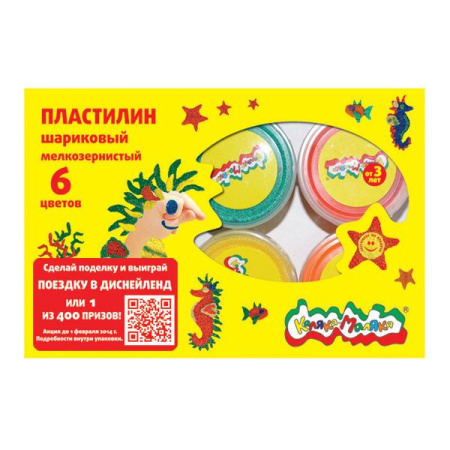 Фото яМасса для лепки Каляка-Маляка 6цв 33гр шариковый ПШМКМ06-А от производителя, с доставкой по Хабаровску