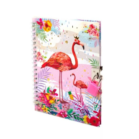 Фото Блокнот 130х180мм 50л линейка на гребне с замочком Alingar Фламинго AL10104/4   от производителя, с доставкой по Хабаровску