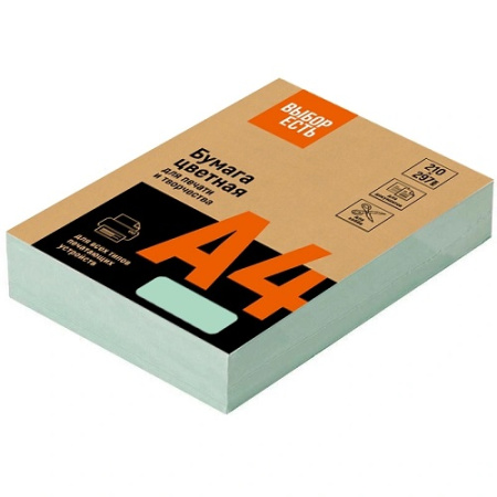 Бумага цветная А4 160г 250л пастель зеленая Выбор есть 1623188