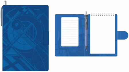 Фото Блокнот 105х150мм 50л без линовки на гребне LAMARK Синий+ручка шар NB0126  от производителя, с доставкой по Хабаровску