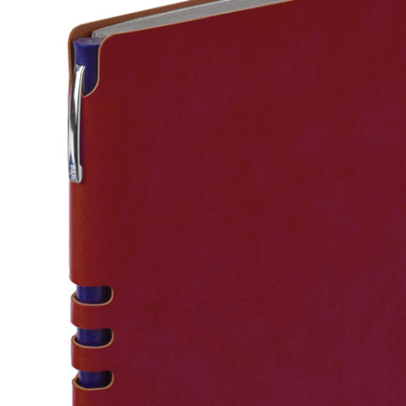 Фото Бизнес-блокнот А5 112л линейка иск кожа + ручка шар бордовый BRAUBERG NEBRASKA 110950 от производителя, с доставкой по Хабаровску