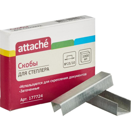 Фото Скобы для степлера №23/10 (1000шт) Attache никелированные 177724 от производителя, с доставкой по Хабаровску