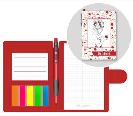 Фото Блокнот-органайзер 105х150мм 50л клетка (ручка шар+липкие закладки) Lamark APPLE NB0107  от производителя, с доставкой по Хабаровску