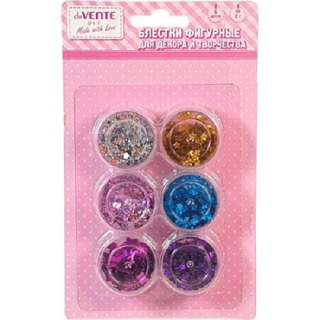 Фото Блестки цветные декоративные 6цв deVENTE Bright фигурные ассорти 8003010  от производителя, с доставкой по Хабаровску