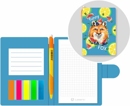Фото Блокнот-органайзер 105х150мм 50л клетка (ручка шар+липкие закладки) Lamark Лиса с арбузами NB0130 от производителя, с доставкой по Хабаровску