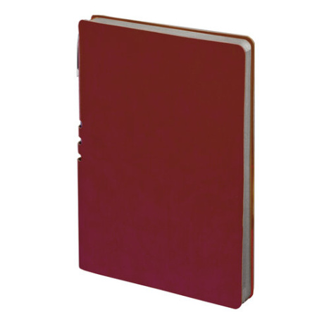 Фото Бизнес-блокнот А5 112л линейка иск кожа + ручка шар бордовый BRAUBERG NEBRASKA 110950 от производителя, с доставкой по Хабаровску