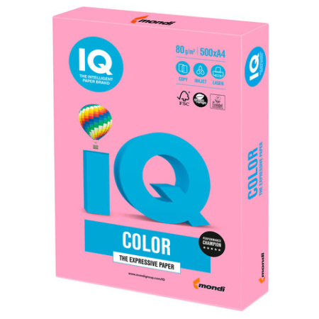 Бумага цветная А4 80г 500л пастель розовая IQ COLOR 110675