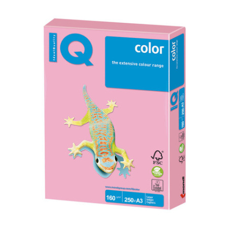 Бумага цветная А3 160г 250л розовая IQ COLOR PI25 110814